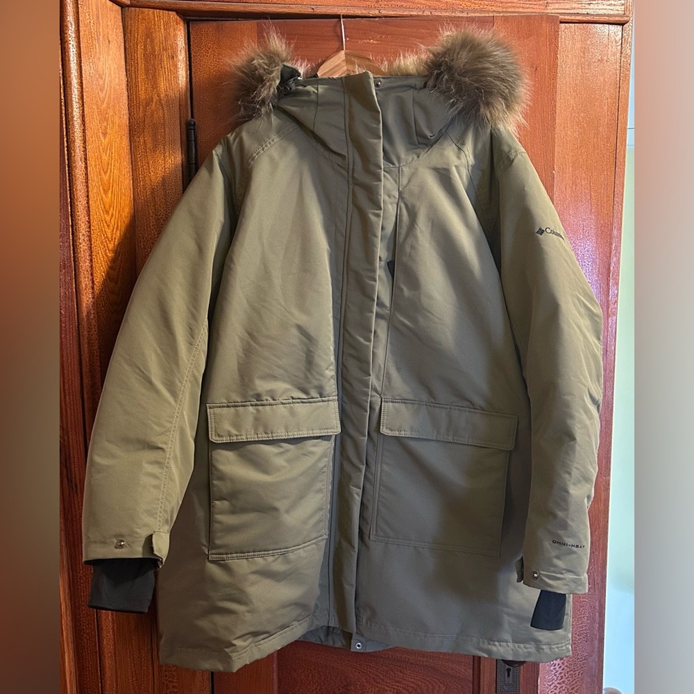 Columbia Olive Green Parka with Fur Hood